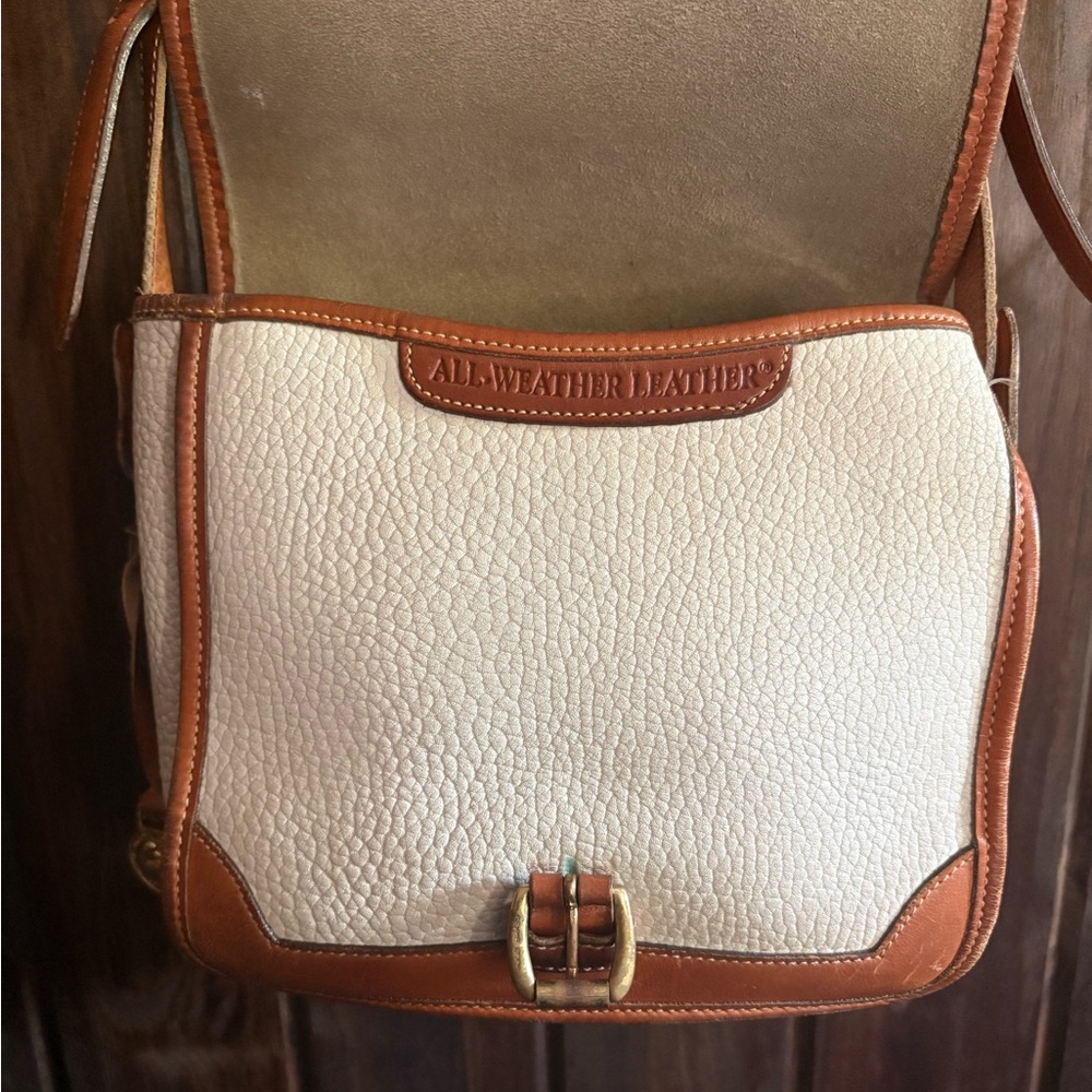 Vintage Dooney & Bourke Cream and Brown Pebbled Leather Small Crossbody - Picture 10 of 13